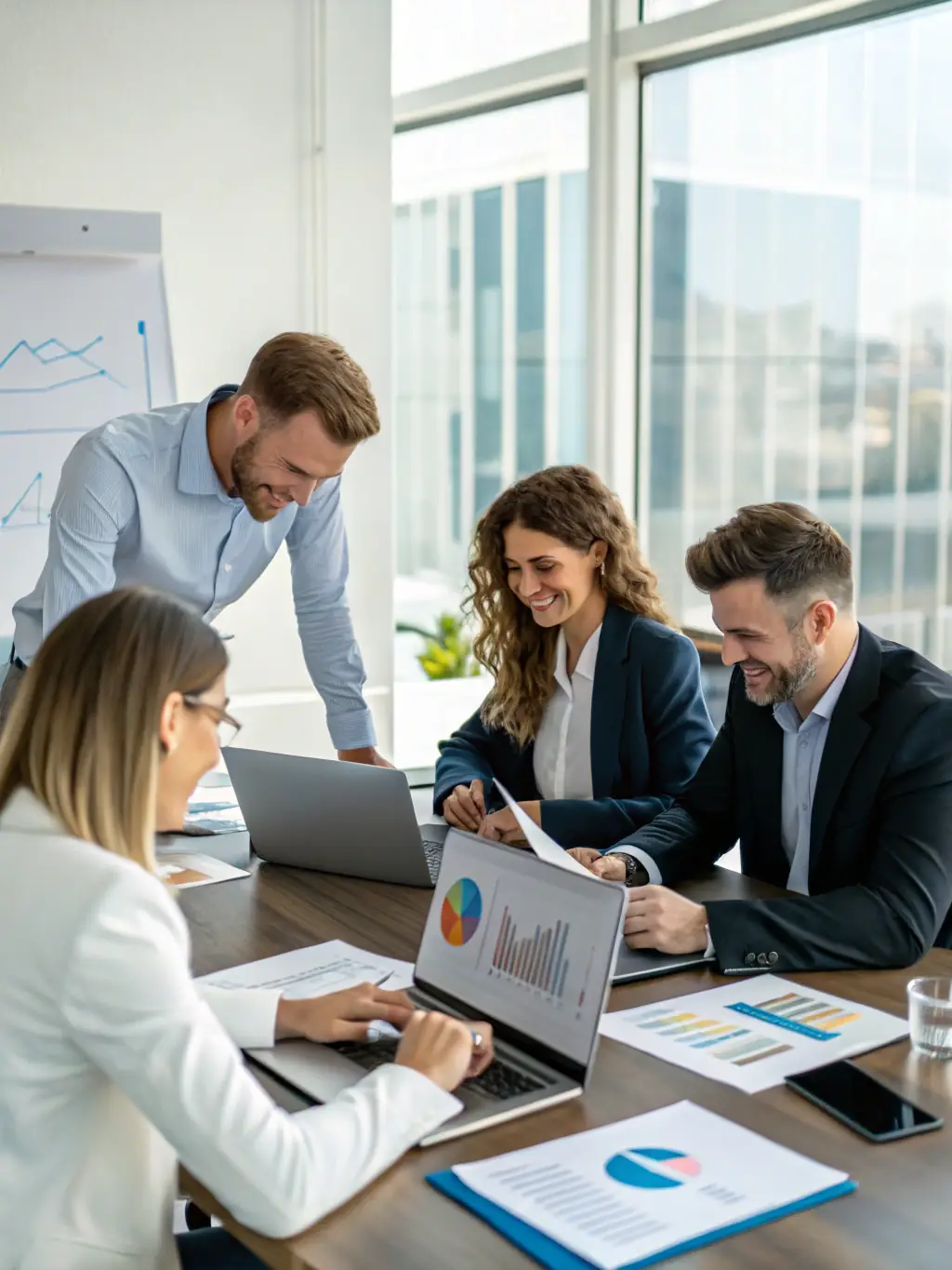 A modern office environment with professionals collaborating on financial strategies, emphasizing the consultative approach of GX Capital.